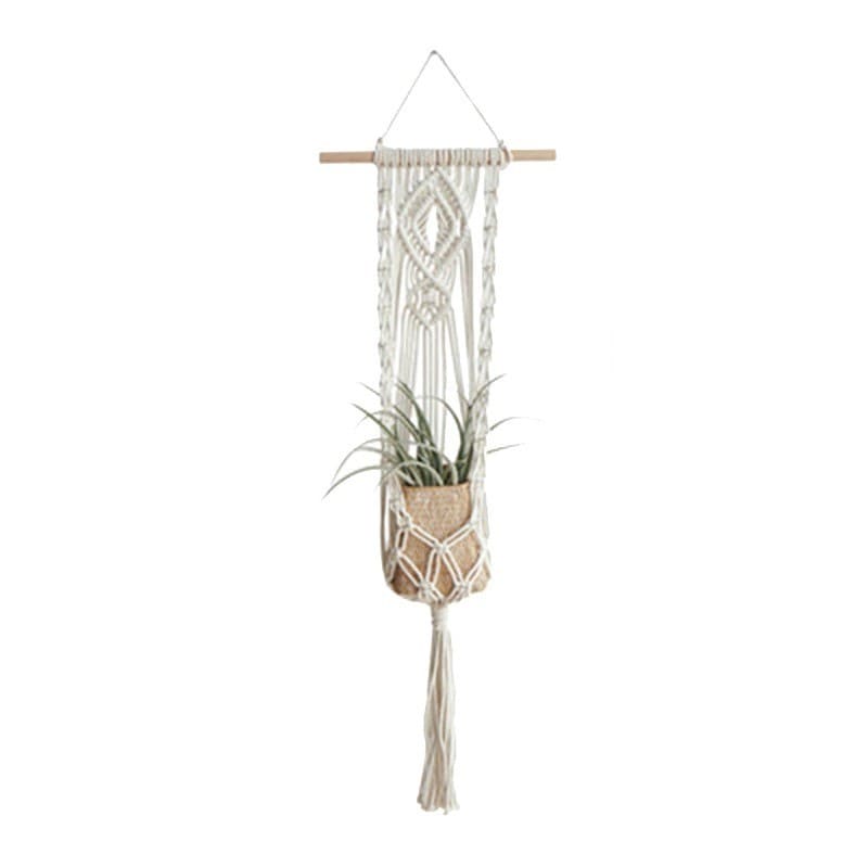 Suspension murale plante macramé beige