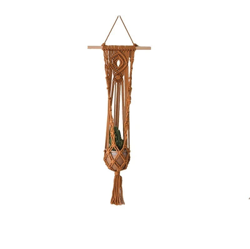 Suspension murale plante macramé camel