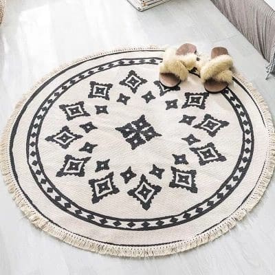 Tapis macramé rond bohème