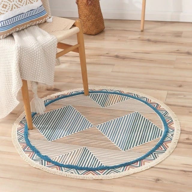Tapis rond en macramé