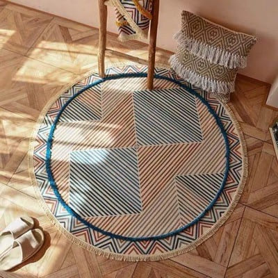 Tapis rond en macramé