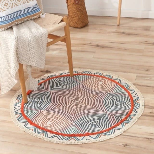 Tapis rond en macramé