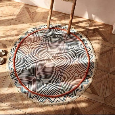 Tapis rond en macramé