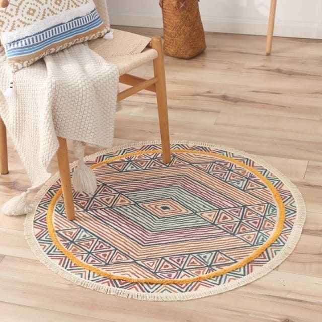Tapis rond en macramé