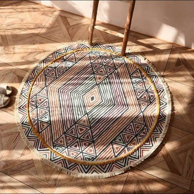Tapis rond en macramé