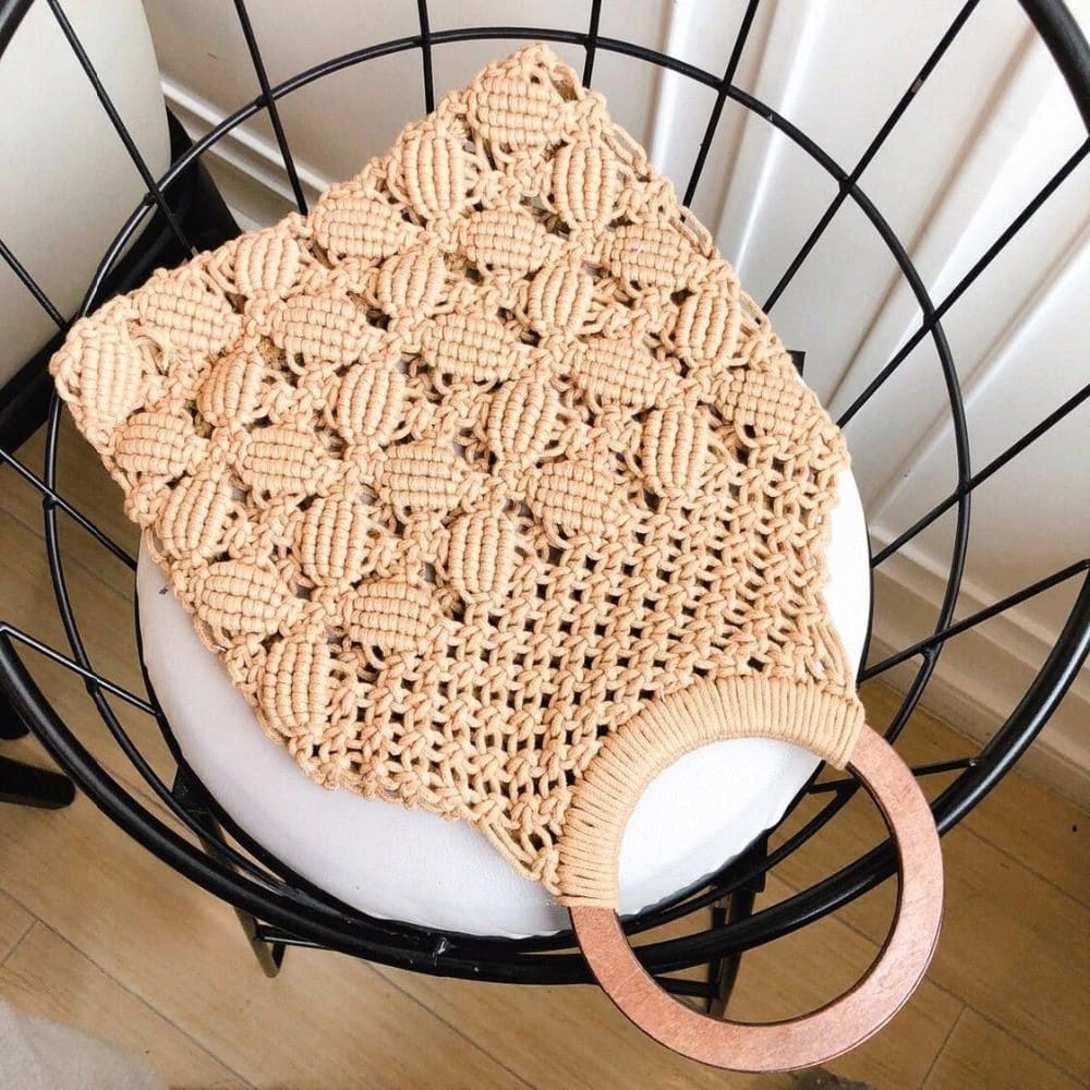 Tote bag macramé camel