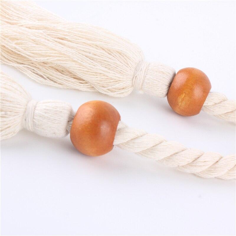 Ceinture blanche macramé perles de bois