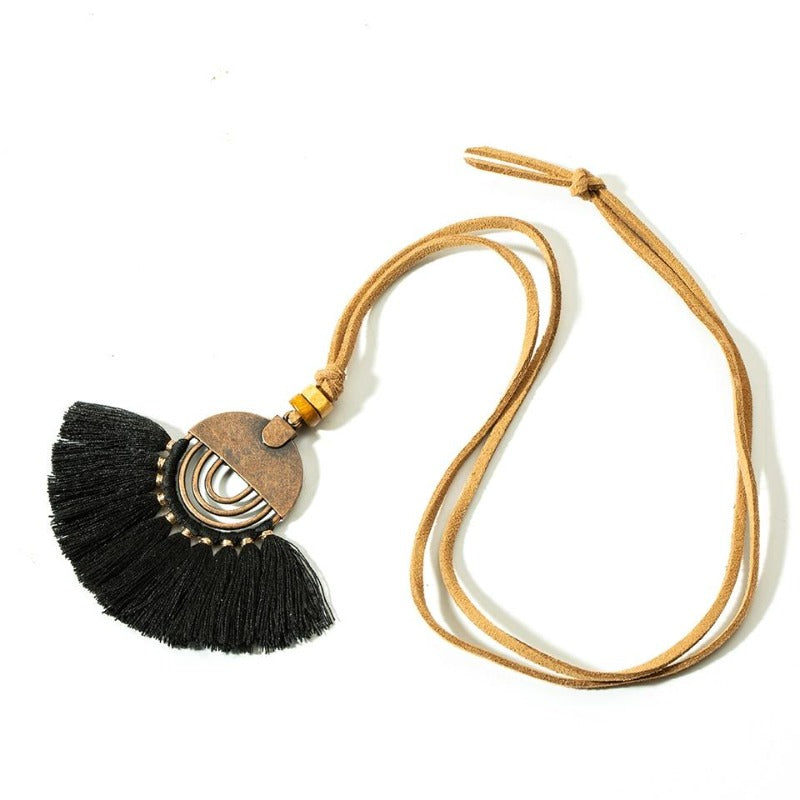 Collier macramé bohème noir