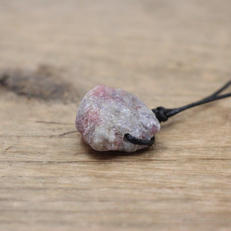 Collier micro macramé pierre naturelle
