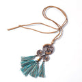 Collier spirale en macramé bleu