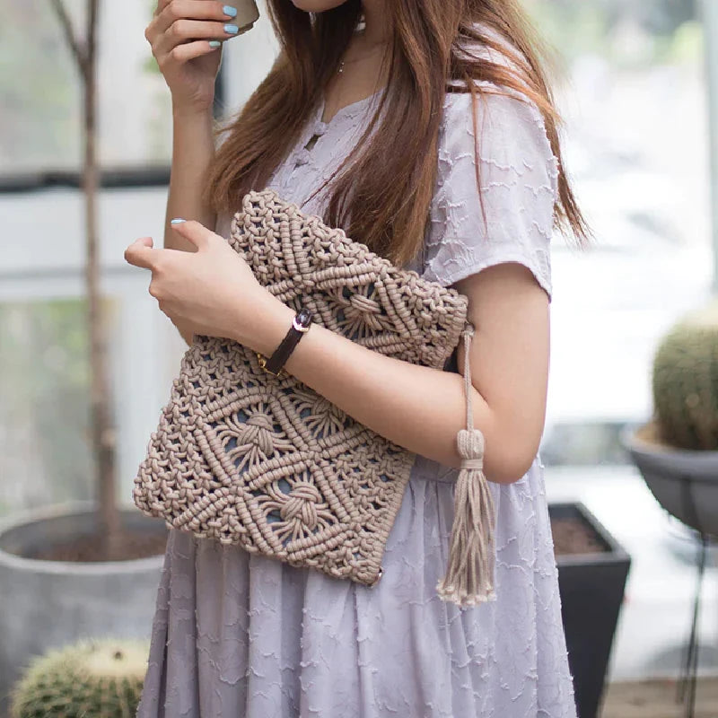 Pochette en macramé bohème