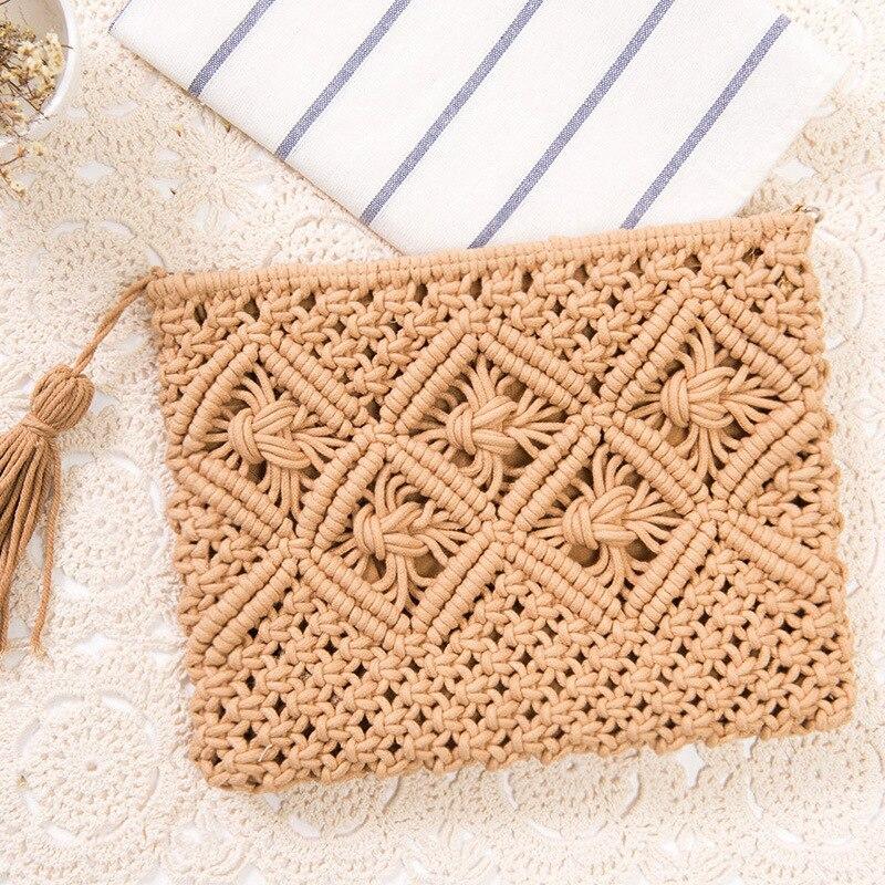 pochette en macramé marron