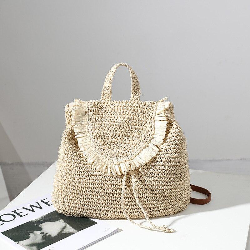 Sac à dos macramé beige