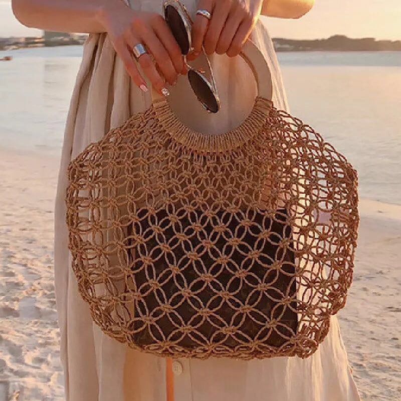 Sac filet macramé rond